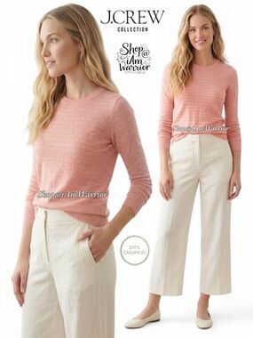 J.Crew Collection guava featherweight Italian cashmere stripe sweater*iamwarrior